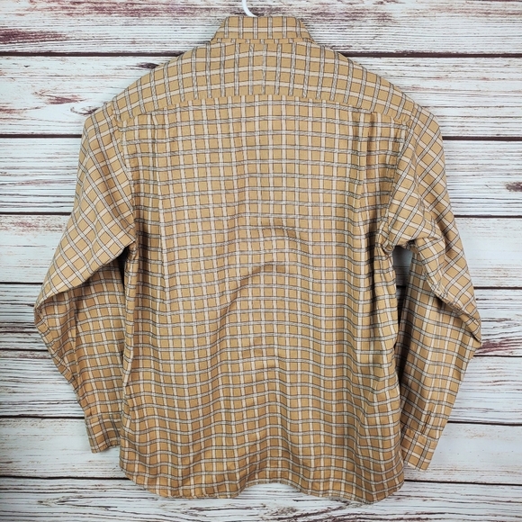 Burberry London Mens Large Tan Plaid Long Sleeve Button Down Dress Shirt    #128 - Picture 7 of 11